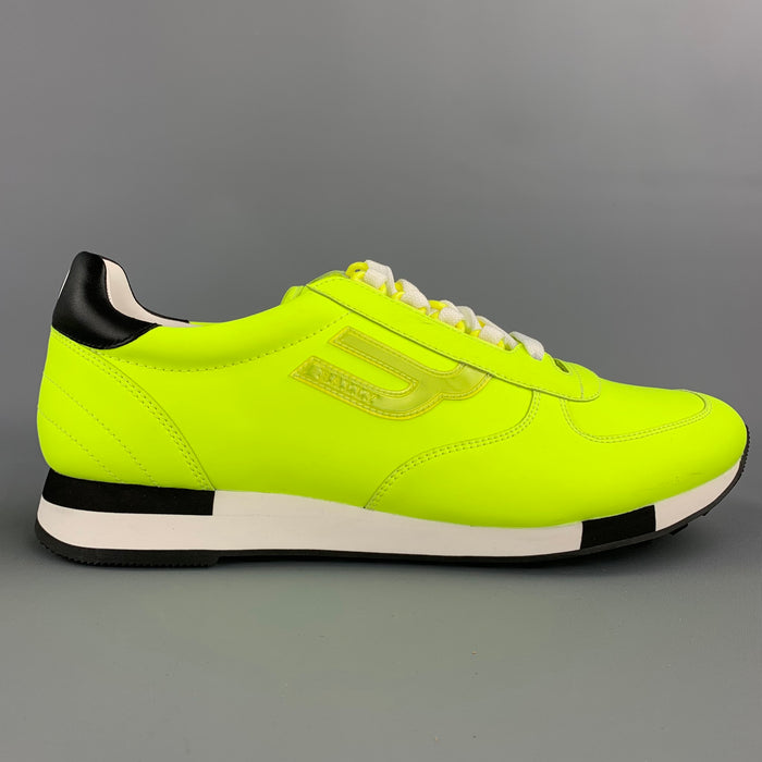 BALLY Size 10.5 Neon Yellow Leather Lace Up Sneakers