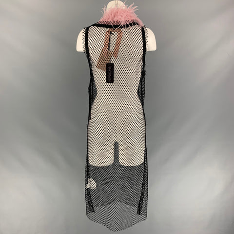 Nº21 Size 6 Black Pink Polyester Feathers Long Cocktail Dress