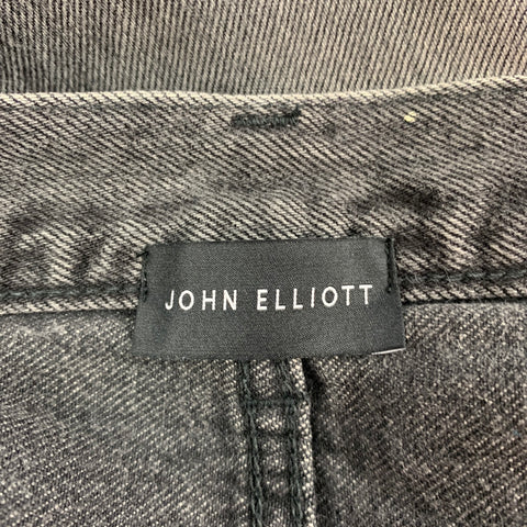 JOHN ELLIOTT Size 33 Gray Distressed Selvedge Denim Button Fly Jeans