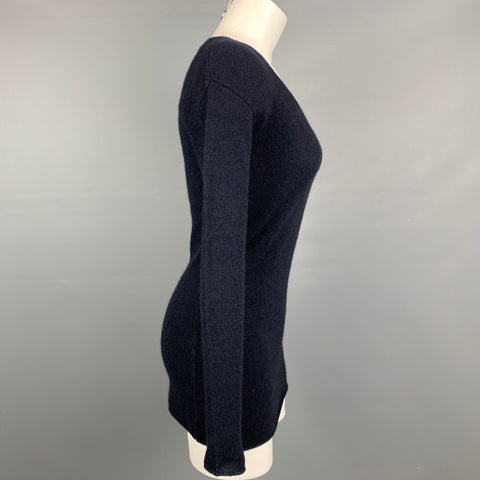 VINCE Talla XS Jersey de punto negro con cuello redondo y mezcla de cachemira