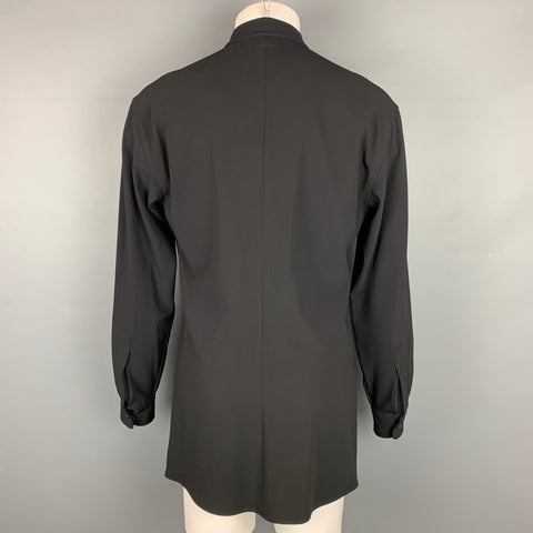 GIORGIO ARMANI Size M Black Wool Nehru Collar Shirt Jacket