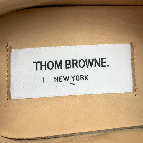 THOM BROWNE Size 6 Grey & Black Color Block Leather Cap Trainer Sneakers