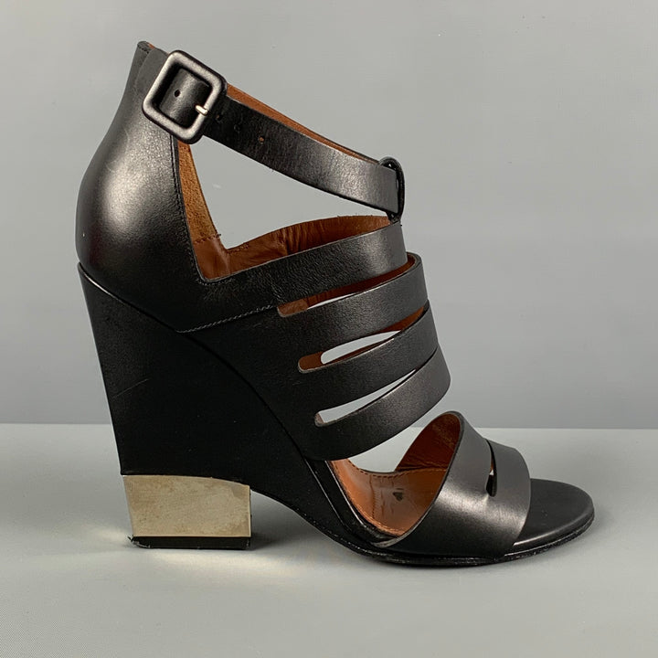 GIVENCHY Talla 6.5 Sandalias de cuña de metal negro
