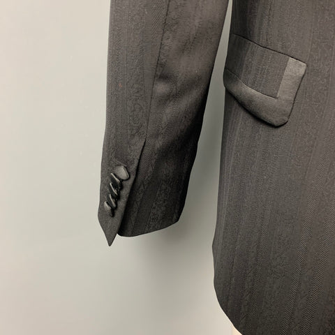 PAUL SMITH Size 38 Black Stripe Viscose Peak Lapel Sport Coat