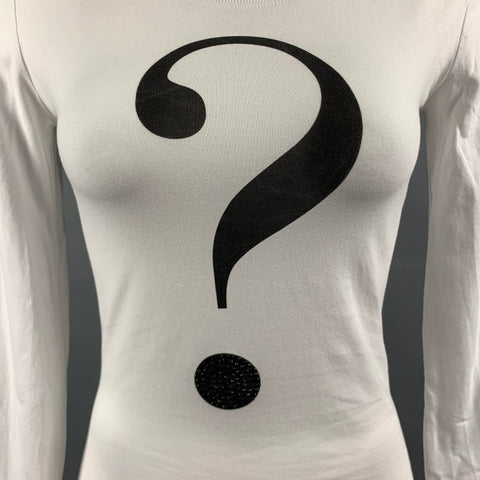 LOVE MOSCHINO Size 4 White Black Cotton / Elastane Graphics Rhinestones T-Shirt