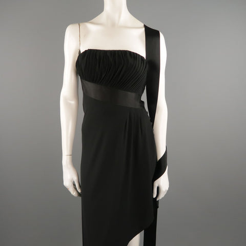 Vintage CHANEL Spring 1991 Size 6 / FR 38  Black Silk Bustier Ribbon Cocktail Dress