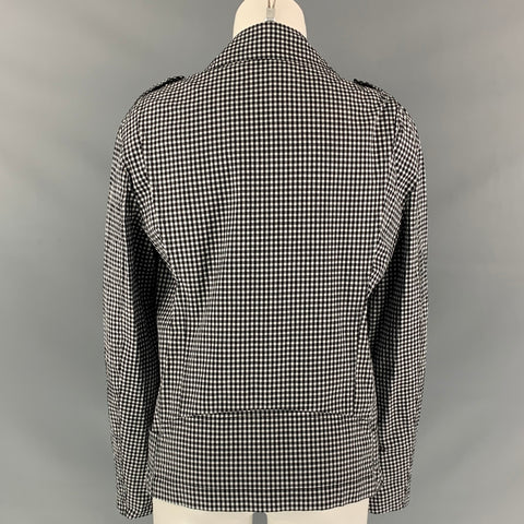 PINKO Size 6 Black & White Gingham Cotton Asymmetrical Jacket