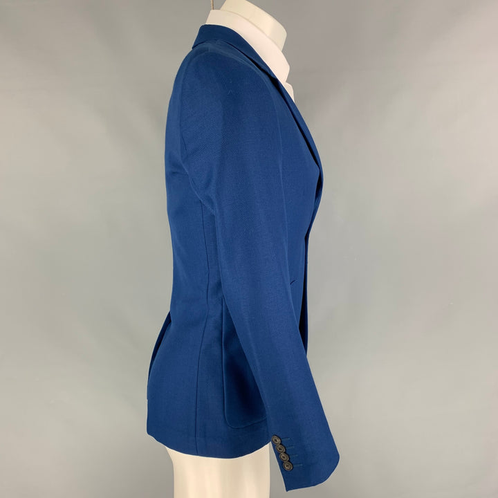 BURBERRY LONDON Size 36 Royal Blue Woven Wool Mohair Sport Coat