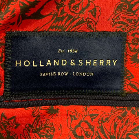 HOLLAND & SHERRY Size 48 Navy Black Shawl Collar Tuxedo Suit
