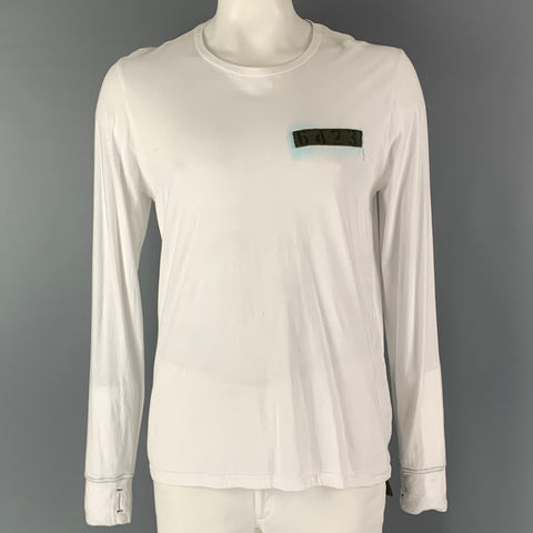 NICE COLLECTIVE Size XL White Solid Cotton Crew-Neck T-shirt
