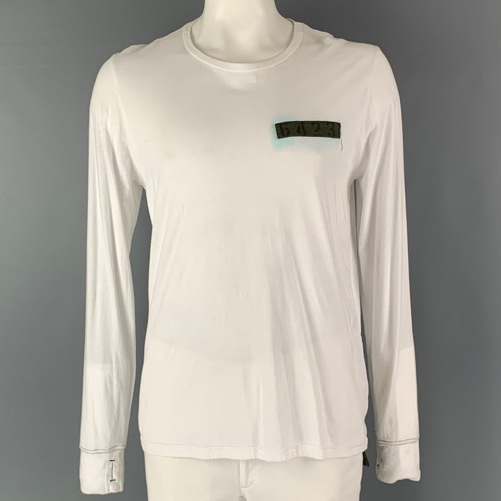 NICE COLLECTIVE Size XL White Solid Cotton Crew-Neck T-shirt