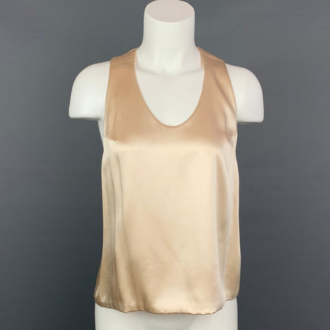 DOO. RI Taille 6 Blouse sans manches en satin de soie doré
