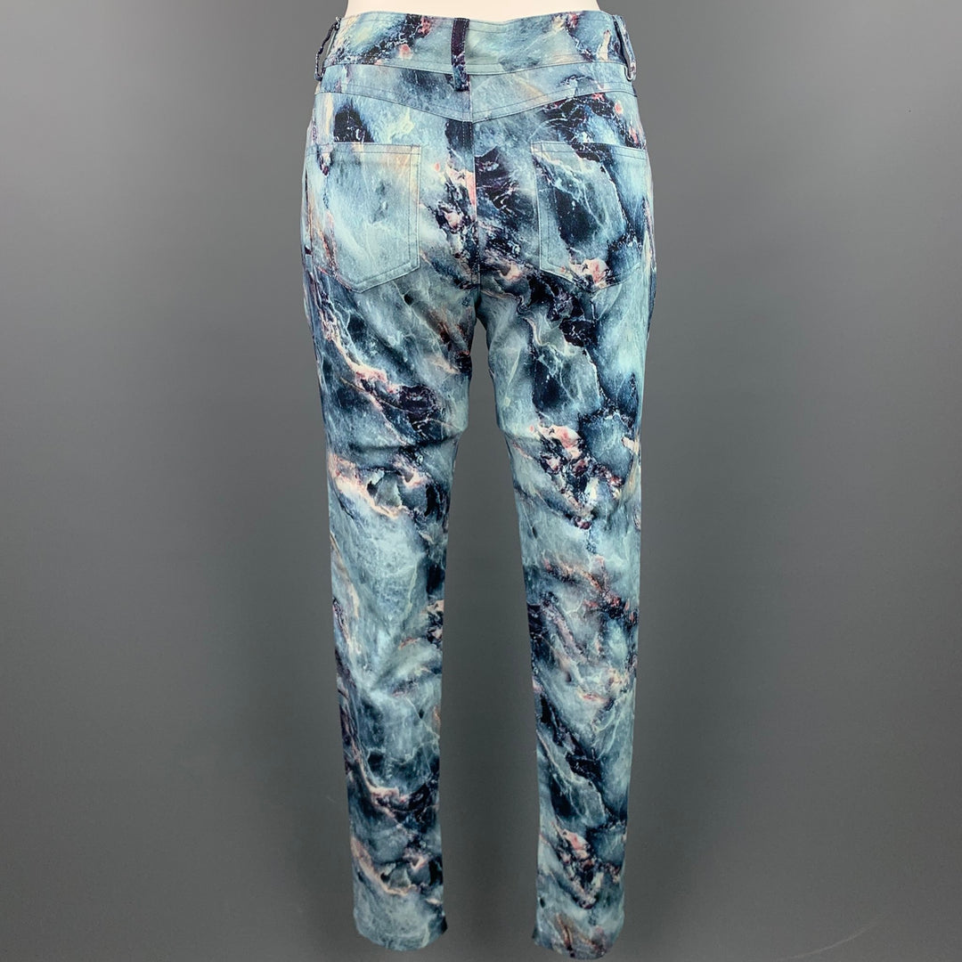 MSGM Size 6 Blue Cotton Marbled Skinny Jeans