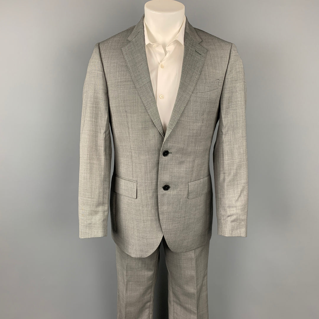 LUIGI BIANCHI Size 38 Regular Gray & Black Nailhead Wool Notch Lapel Suit