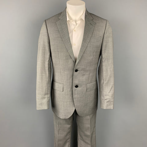 LUIGI BIANCHI Talla 38 Traje regular de solapa de muesca de lana con cabeza de clavo gris y negro