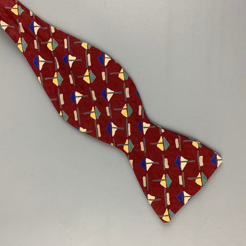 XMI Burgundy Blue Print Silk Tie