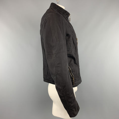 JUST CAVALLI Taille 44 Veste zippée à col haut en coton noir