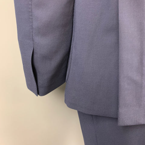 LORO PIANA Size 46 Navy Wool Notch Lapel Notch Lapel Suit