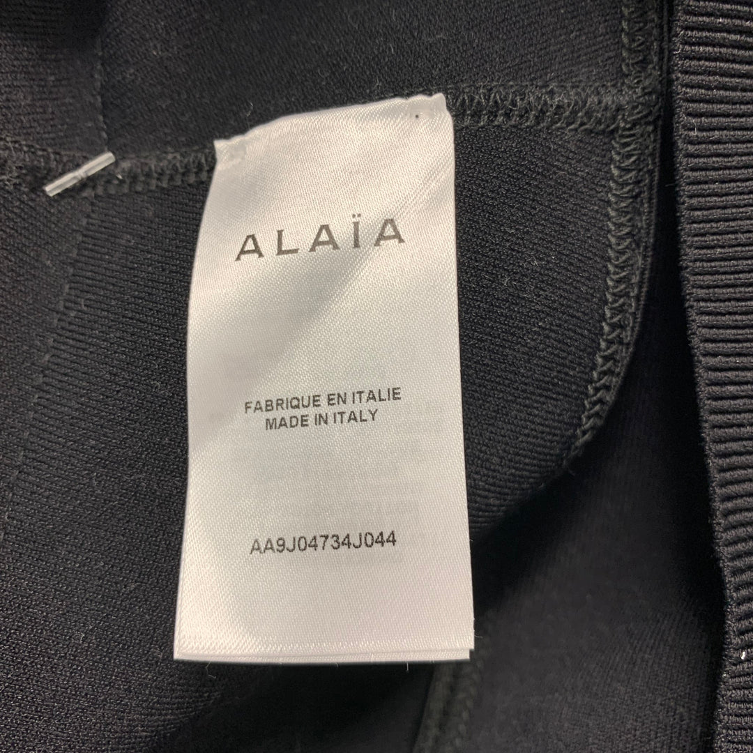 ALAIA Taille 4 Jupe mi-mollet froncée en coton gris noir