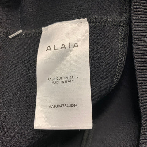 ALAIA Talla 4 Falda a media pantorrilla fruncida de algodón negro grisáceo