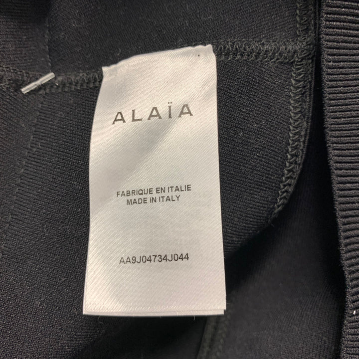ALAIA Taille 4 Jupe mi-mollet froncée en coton gris noir