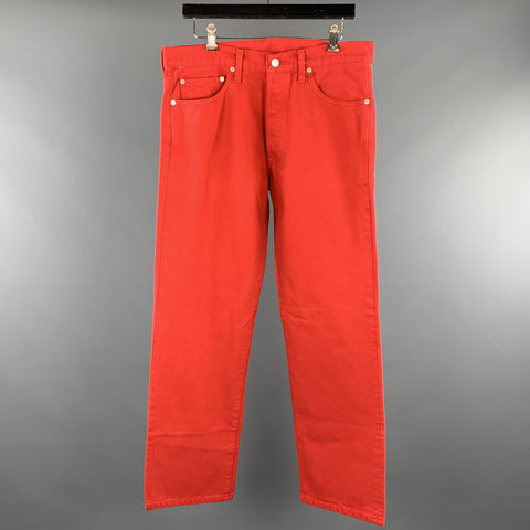 LEVI'S Size 34 Red Solid Cotton Jean Cut Casual Pants