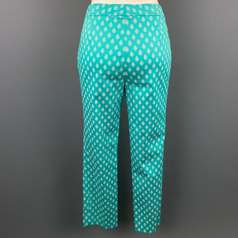 DONCASTER SIGNATURE Size 2 Blue & White Tapestry Cropped Cotton Dress Pants