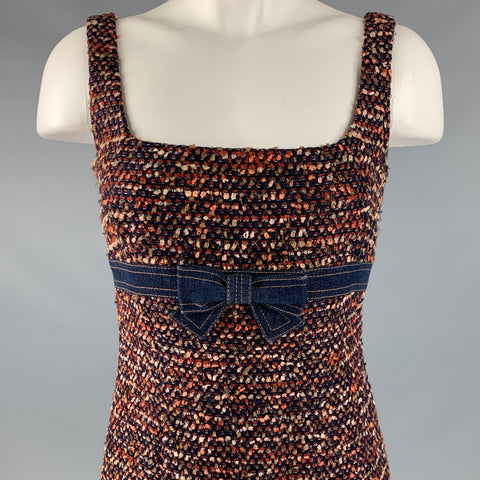 ESCADA Taille 4 Robe sans manches texturée en mélange de laine orange marine