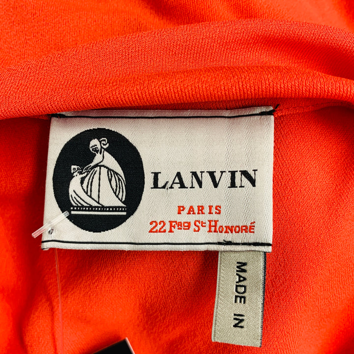 LANVIN Size 4 Orange Coral Viscose Polyamide Sleeveless Casual Top