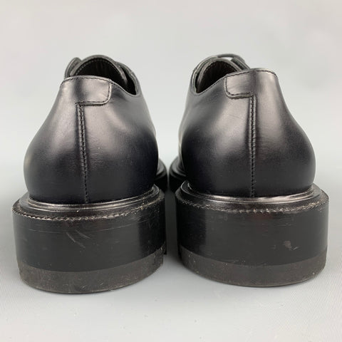 JIL SANDER Size 8 Black Leather Chunky Sole Lace Up Shoes