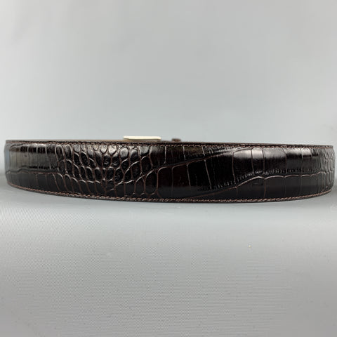 SAGEBROWN Ceinture en cuir marron foncé taille 34 gaufrée