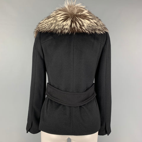 DOLCE &amp; GABBANA Taille 4 Veste Angora Noire à Boutons-pression Cachés