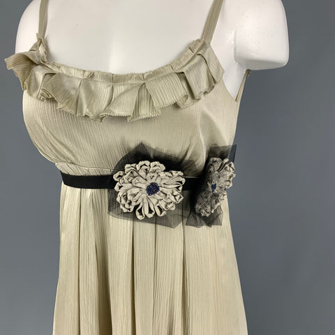 VERA WANG Taille 6 Robe de cocktail côtelée en soie mousse à bretelles spaghetti