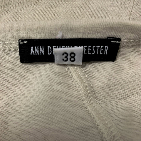ANN DEMEULEMEESTER Size 6 Beige Silver Cotton Circles T-Shirt