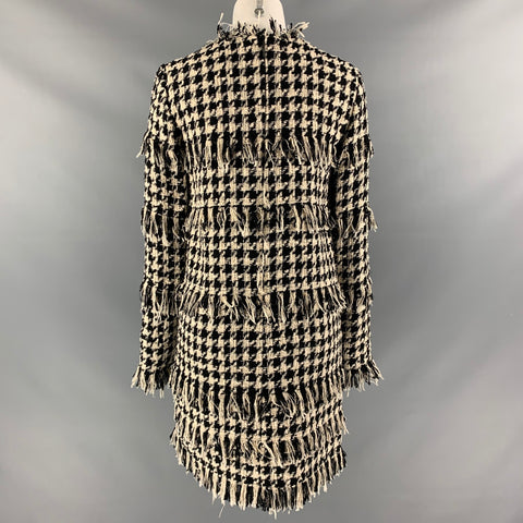 MSGM Size 6 Black & White Cotton Blend Houndstooth Dress