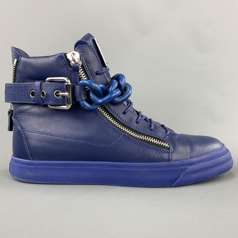 GIUSEPPE ZANOTTI Taille 10 Baskets montantes en cuir bleu uni