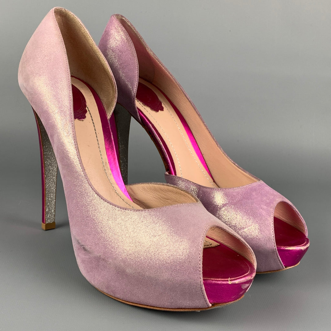 RENE CAOVILLA Talla 11.5 Zapatos de tacón D'Orsay de cuero morado
