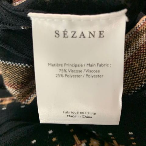 LA MAILLE SEZANE Size S Black Beige Viscose Polyester Abstract  Sets