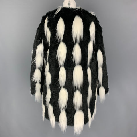 GIVENCHY AW 18 Size S/M Black White Faux Fur Modacrylic Oversized Coat
