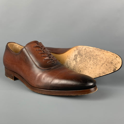 GUCCI Size 8.5 Brown Ombre Leather Lace Up Shoes