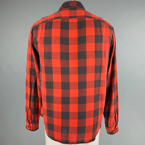 RRL by RALPH LAUREN Size L Red Black Buffalo Plaid Cotton Long Sleeve Shirt