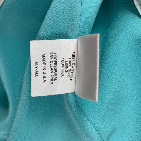 RICHARD TYLER Size 10 White Blue Silk Drawing Sleeveless Cocktail Dress