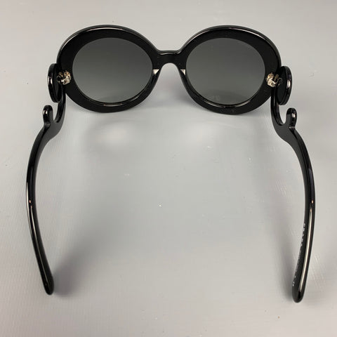 PRADA Black Acetate Minimal Baroque Sunglasses