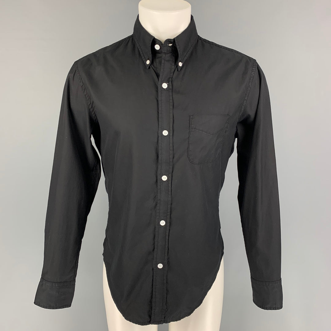 BAND OF OUTSIDERS Size L Black Poplin Button Down Long Sleeve Shirt