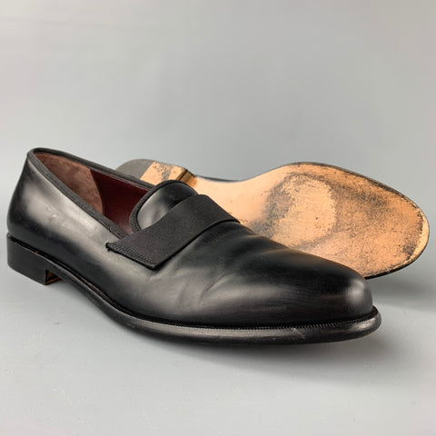 SALVATORE FERRAGAMO Size 11 Black Leather Slip On Loafers