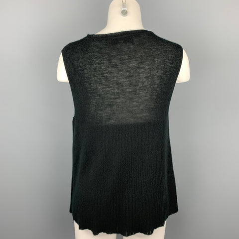 YVES SAINT LAURENT Size L Black Knitted Cashmere Tank Top
