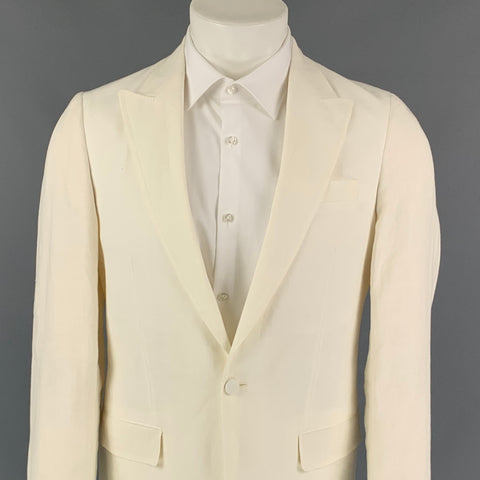 BILLY REID Size 36 Regular Off White Hemp Peak Lapel Sport Coat