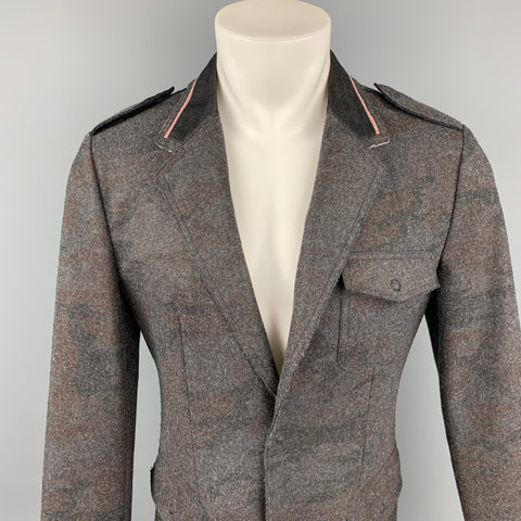 EMPORIO ARMANI Size 38 Dark Gray Camo Snaps Jacket