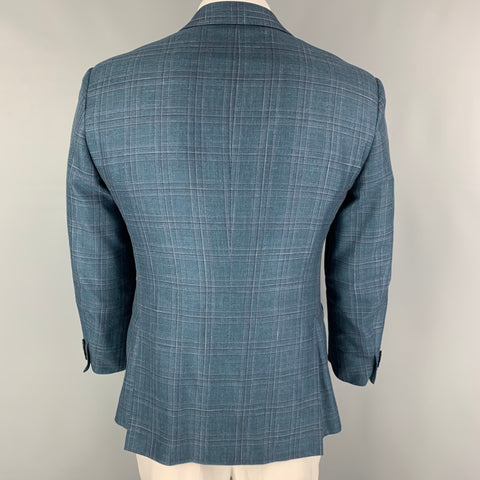 BRIONI Size 40 Green Purple Plaid Wool Blend Single Breasted Sport Coat