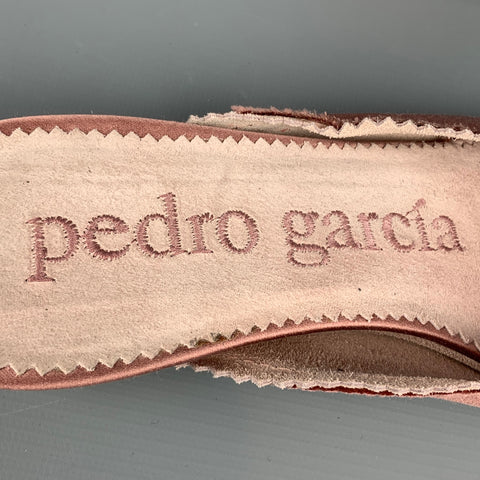 PEDRO GARCIA Size 6.5 Pink Satin Silk Ruffled Slip On Flats